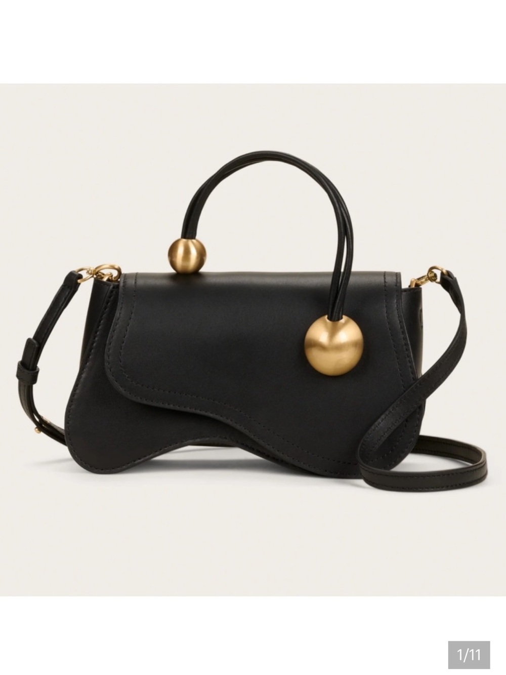 cult gaia Black Leather Crossbody Bag with Gold Hardware - Picture 11 of 11